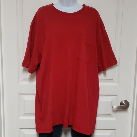 🌹Foundry Mens Red Tee Shirt Front Pocket sz XXLT - Picture 4 of 4
